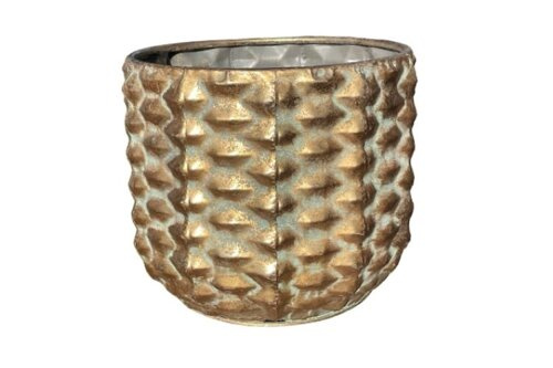 Złota, metalowa osłonka na doniczkę - rozmiar XL