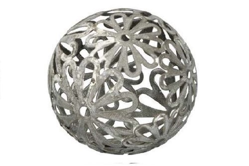 Srebrna kula dekoracyjna Ø 18,5 cm - kwiaty
