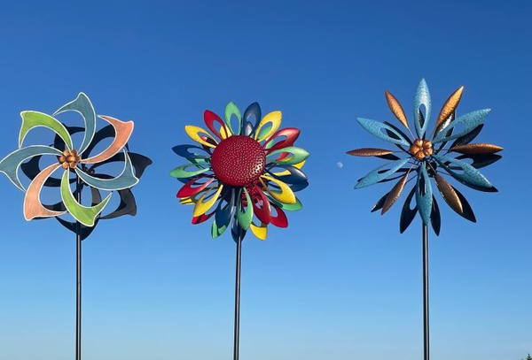 Gartendekoration Doppelte Windmühle SONNENBLUME