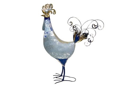 Kogut ze złotym ogonem - metalowa figurka ogrodowa