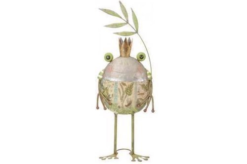 Gekrönter Frosch - Gartenfigur aus Metall