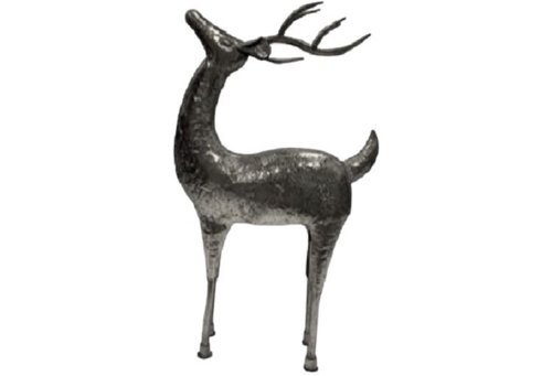 Figura metalowa stojący Renifer srebrny