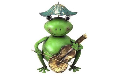 Frosch spielt Geige - Metall Gartenfigur