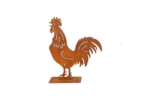 Kogut metalowy na podstawie - rdzewiony