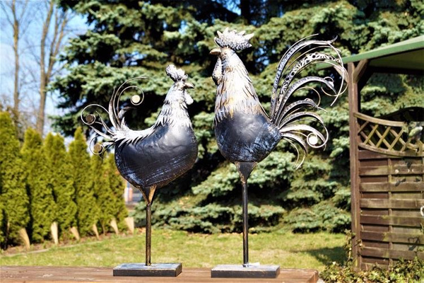 Graue Henne 55 cm - Gartenfigur aus Metall