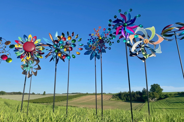 Gartendekoration Doppelte Windmühle LILA