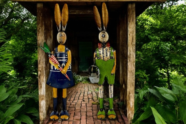 Hase mit Eimer.