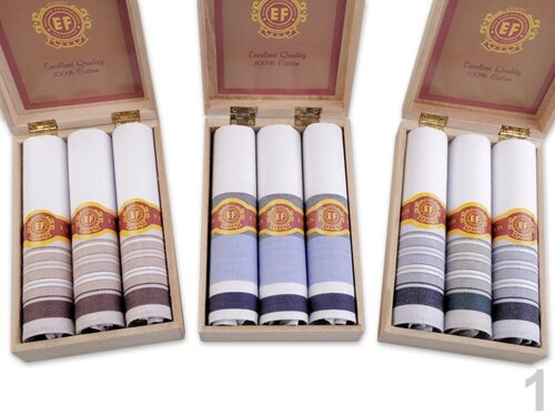 3 chusteczki bawełniane w drewnianym pudełku  - cygaro MIX