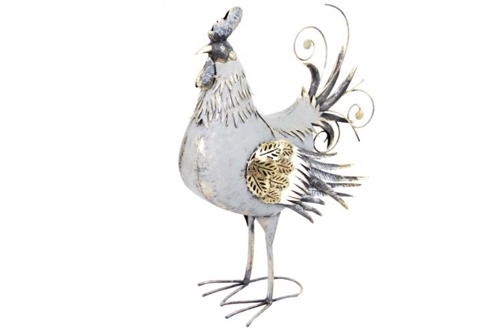 Henne mit goldenem Schwanz - Metall-Gartenfigur