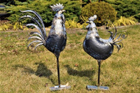 Grauer Hahn 55 cm - Gartenfigur aus Metall