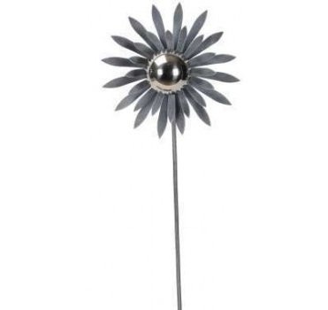 Dekoracja ogrodowa na piku kwiat szary duży 2