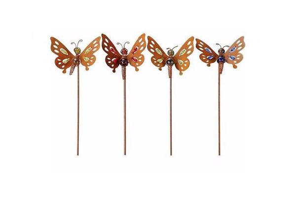 Gartendekoration SCHMETTERLING mit gelben Perlen