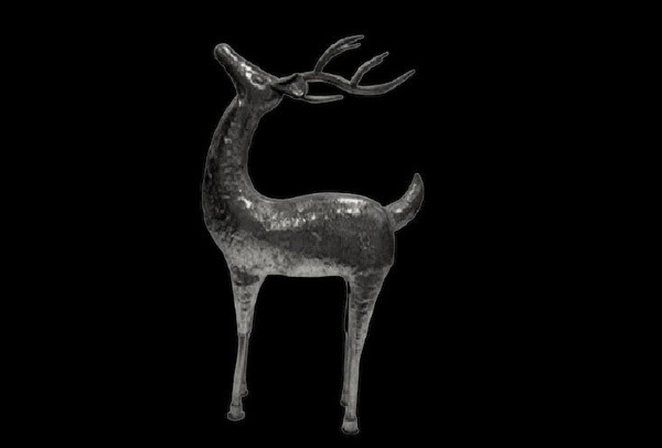 Figura metalowa stojący Renifer srebrny 