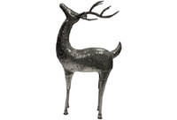 Figura metalowa stojący Renifer srebrny 