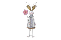 Frau Hase mit Blume 64 cm - Metall Gartendekoration