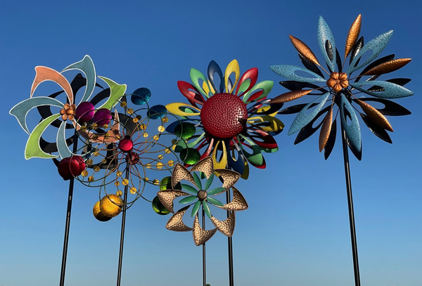 Gartendekoration Doppelte Windmühle SONNENBLUME