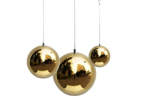 Goldene Metallkugeln am Seil Ø 20 cm, 15 cm und 10 cm