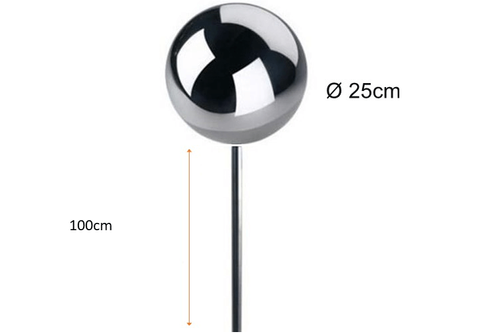 Srebrna kula Ø 25 cm na srebrnym piku - polerowana