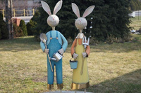 Herr Hase Gärtner 108 cm - Gartendekoration aus Metall