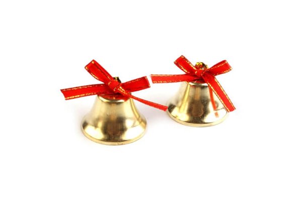 Dzwonki metalowe dźwięczne złote 38 mm 12 sztuk